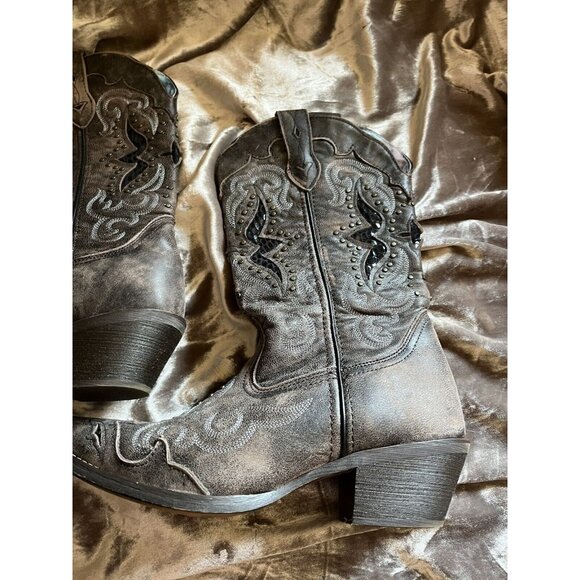 Laredo Women's Lucretia Studded Snake Inlay Western Boot - Snip Toe - 52133BRN - Picture 4 of 16